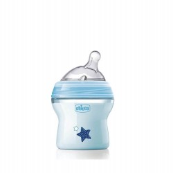 CHICCO Silicone Plastic Bottle Natural Feeling Blue 0m+ (80811-21) 150ml