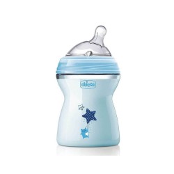 CHICCO Silicone Plastic Bottle Natural Feeling Blue 2m+ (80825-21) 250ml