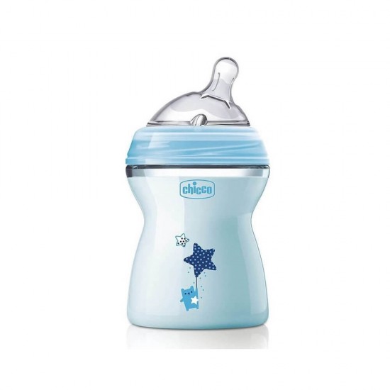 CHICCO Silicone Plastic Bottle Natural Feeling Blue 2m+ (80825-21) 250ml CHICCO Silicone Plastic Bottle Natural Feeling Blue 2m+ (80825-21) 250ml