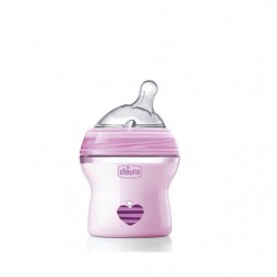 CHICCO Plastic Silicone Baby Bottle Natural Feeling Pink 0m+ (80811-11) 150ml