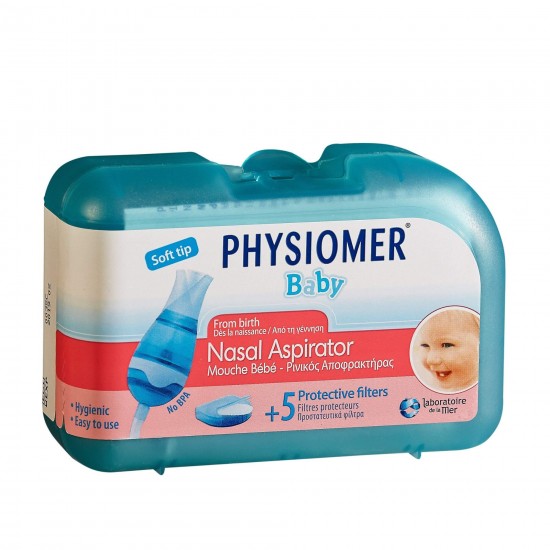 PHYSIOMER Baby Nasal Aspirator Kit Συσκευή Ρινικής Απόφραξης + 5 Προστατευτικά Φίλτρα