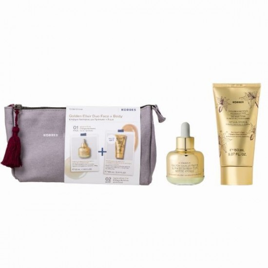 Korres Golden Krocus Golden Elixir Duo Face + Body Set Ageless Face Elixir 30 ml + Gift