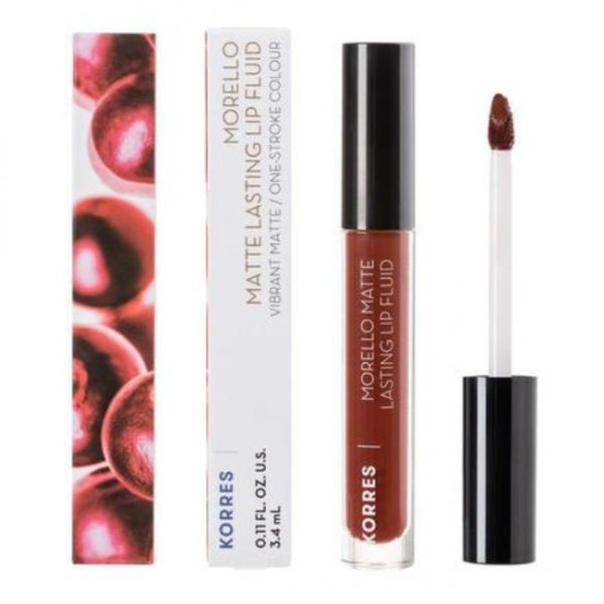 Korres Morello Matte Lasting Lip Fluid 60 Vibrant Matte One Stroke Chestnut 60 Colour 3.4 ml