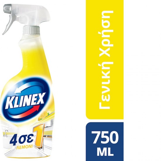 Klinex 4 in 1 Cleaning Spray General Use Disinfectant Lemon 750ml