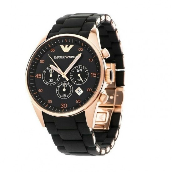 Emporio Armani Watch Chronograph Battery with Black Rubber Strap