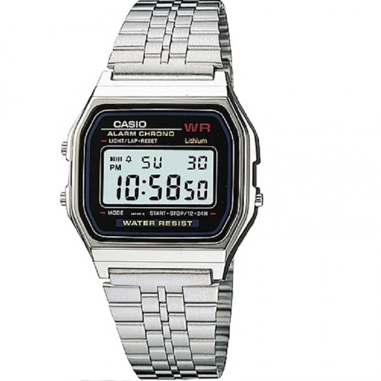 Casio Digital Alarm Chrono Stainless Steel A159WA-N1DF Men's Watch