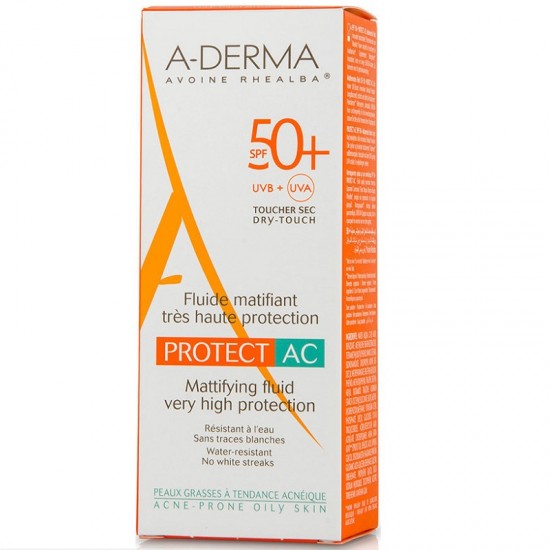 Sunscreen Cream Face, A-Derma Mattifying Fluid Protect AC, SPF50 40 ml