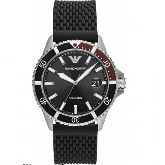 Emporio Armani Diver Men's Watch 43mm Battery with Black Rubber Strap AR11341 Emporio Armani Diver Men's Watch 43mm Battery with Black Rubber Strap AR11341