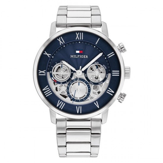 Tommy Hilfiger Legend 1710569 Ανδρικό Ρολόι Quartz με Μπλε Καντράν και Ασημί Μπρασελέ από Ανοξείδωτο Ατσάλι 44mm Tommy Hilfiger Legend 1710569 Ανδρικό Ρολόι Quartz με Μπλε Καντράν και Ασημί Μπρασελέ από Ανοξείδωτο Ατσάλι 44mm