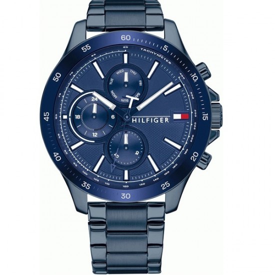 Tommy Hilfiger Bank 1791720, Ανδρικό Ρολόι 44mm Μπαταρίας με Μπλε Μεταλλικό Μπρασελέ