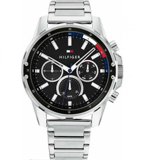 Tommy Hilfiger Mason Ανδρικό Ρολόι 45mm Χρονογράφος Μπαταρίας με Ασημί Μεταλλικό Μπρασελέ 1791936 Tommy Hilfiger Mason Ανδρικό Ρολόι 45mm Χρονογράφος Μπαταρίας με Ασημί Μεταλλικό Μπρασελέ 1791936