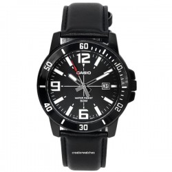 Casio MTP-VD01BL-1B Men’s Analog Watch with Leather Strap, Date Display, 50M Water Resistance