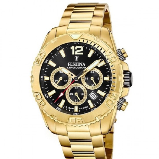 Festina F20684/4 , Men's Watch 45mm Chronograph Battery with Black Metal Bracelet Festina F20684/4 , Men's Watch 45mm Chronograph Battery with Black Metal Bracelet