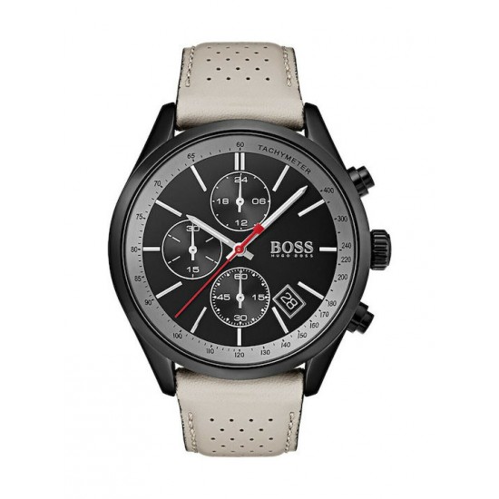 Hugo Boss 1513562 ,  Grand Prix Men's Watch 44mm Chronograph Battery with Beige Leather Strap1513562