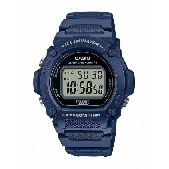 Casio W-219H-2AVEF , Digital Men's Watch 48mm Battery with Blue Rubber Strap Casio W-219H-2AVEF , Digital Men's Watch 48mm Battery with Blue Rubber Strap