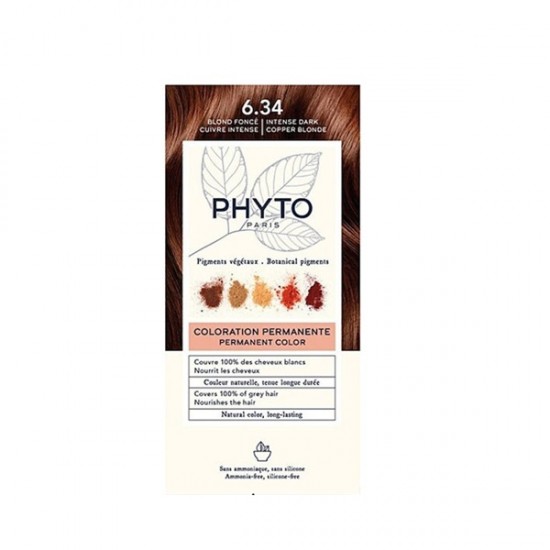 Phyto Phytocolor Hair Dye no Ammonia 6.34 Dark Intense Copper Blonde 50ml Phyto Phytocolor Hair Dye no Ammonia 6.34 Dark Intense Copper Blonde 50ml