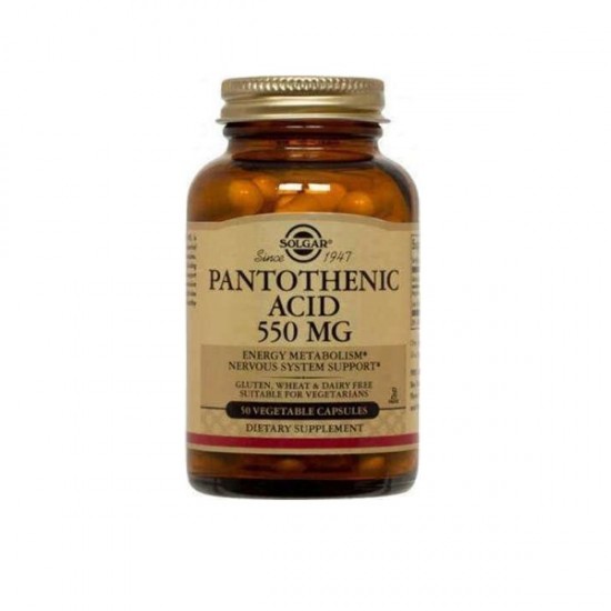Solgar Pantothenic Acid Vitamin for Nervous System Health 550mg 50 veg. caps