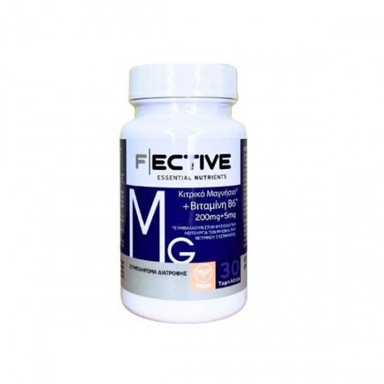 F Ective Mg Citric Magnesium 200 mg + Vitamin B6 5 mg — 30 tablets
