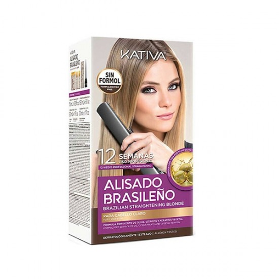 Kativa Brazilian Straightening Hair Care Set for Straightening for Colored Hair with Shampoo, Mask and Conditioner 4pcs