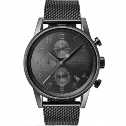 Boss Navigator 1513674, Men's Watch 44mm Battery with Black Metal Bracelet Boss Navigator 1513674, Men's Watch 44mm Battery with Black Metal Bracelet
