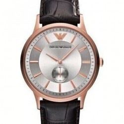 Emporio Armani Women's Watch with Black Leather Strap