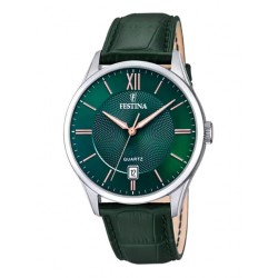 Festina Men's Watch 43mm Battery with Green Leather Strap Festina Men's Watch 43mm Battery with Green Leather Strap