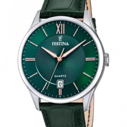Festina Men's Watch 43mm Battery with Green Leather Strap Festina Men's Watch 43mm Battery with Green Leather Strap