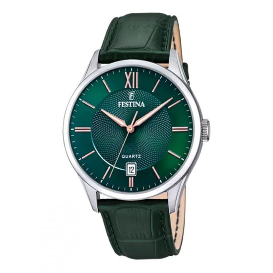 Festina Ανδρικό Ρολόι 43mm Quartz με Πράσινο Δερμάτινο Λουράκι