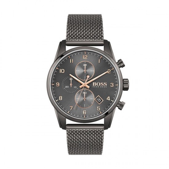 Hugo Boss Skymaster 1513837 Ανδρικό Ρολόι Chronograph 44mm με Γκρι Μεταλλικό Μπρασελέ