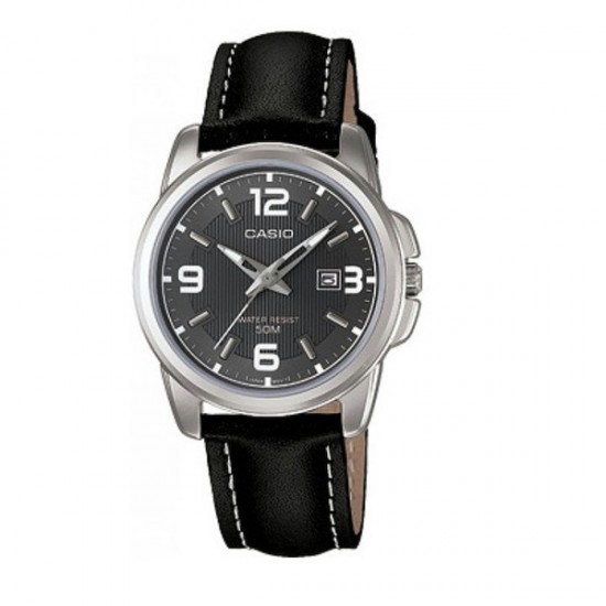 Casio LTP-1314L-8AVDF Women’s Watch with Black Leather Strap and Gray Dial