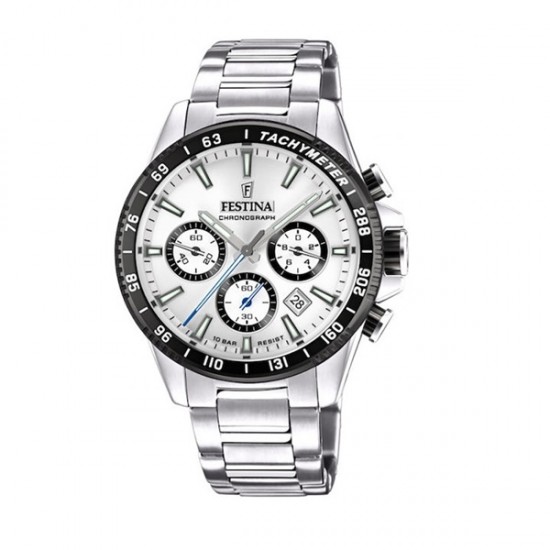 Festina 20560/1 Men’s Chronograph Watch 45mm with Silver Metal Bracelet
