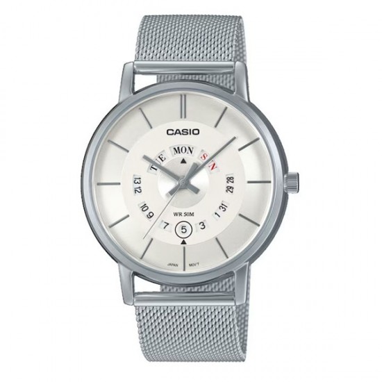 Casio Men's Multifunction Watch 40mm with Silver Stainless Steel Mesh Bracelet