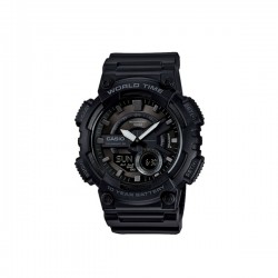 Casio AEQ-110W-1AVEF Men's Analog-Digital World Time Watch 47mm Black Resin Strap
