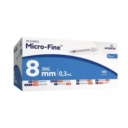 Embecta Micro-Fine U-100 Insulin Syringes 0.3ml 30G 8mm 100pcs