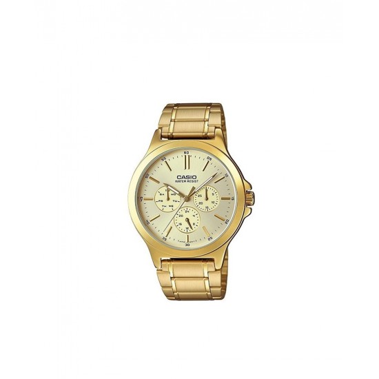 CasioMTP-V300G-9A Ανδρικό Ρολόι Quartz Multi-Function 41.5mm με Χρυσό Μεταλλικό Μπρασελέ CasioMTP-V300G-9A Ανδρικό Ρολόι Quartz Multi-Function 41.5mm με Χρυσό Μεταλλικό Μπρασελέ