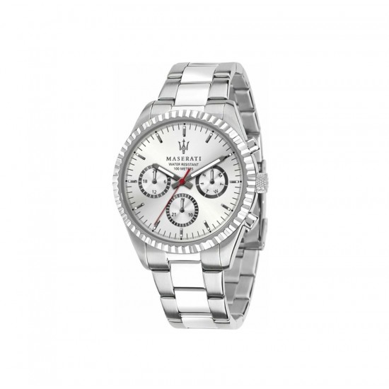 MaseratiR8853100018, Competizione Ανδρικό Ρολόι Χρονογράφος 42mm με Ασημί Ανοξείδωτο Μπρασελέ 10 ATM MaseratiR8853100018, Competizione Ανδρικό Ρολόι Χρονογράφος 42mm με Ασημί Ανοξείδωτο Μπρασελέ 10 ATM