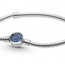 Pandora Moments 599288C01-17 Women's Sterling Silver Blue Crystal Charm Bracelet 17cm Pandora Moments 599288C01-17 Women's Sterling Silver Blue Crystal Charm Bracelet 17cm