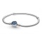 Pandora Moments 599288C01-17 Women's Sterling Silver Blue Crystal Charm Bracelet 17cm