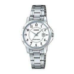 Casio LTP-V004D-7B Women's Quartz Watch White Dial Silver Bracelet 30.2mm