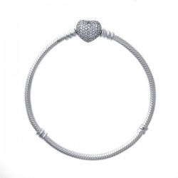Pandora Moments 590727CZ-21 Women's Sterling Silver Heart Clasp Charm Bracelet 21cm Pandora Moments 590727CZ-21 Women's Sterling Silver Heart Clasp Charm Bracelet 21cm