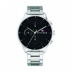 Tommy Hilfiger Chase 1791485 Men's Multifunction Quartz Watch Black Dial Silver Bracelet 44mm Tommy Hilfiger Chase 1791485 Men's Multifunction Quartz Watch Black Dial Silver Bracelet 44mm