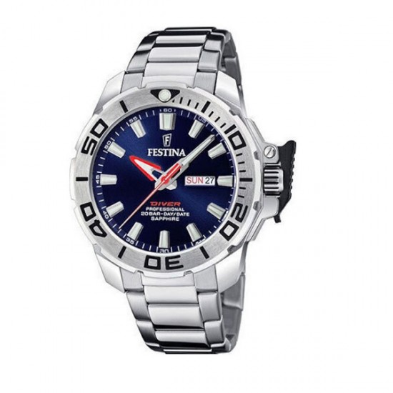 Festina The Originals Diver F20665/1 Men's Quartz Watch Blue Dial Sapphire 46mm Festina The Originals Diver F20665/1 Men's Quartz Watch Blue Dial Sapphire 46mm