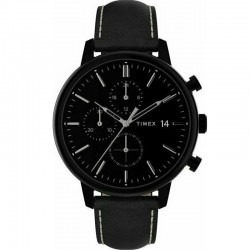 Timex Chicago TW2U39200 Ανδρικό Ρολόι Χρονογράφος Μαύρο Δερμάτινο Λουράκι 45mm