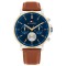 Tommy Hilfiger Tyson 1710703 Ανδρικό Multifunction Ρολόι Μπλε Καντράν Καφέ Δερμάτινο Λουράκι