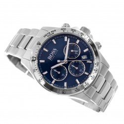 BOSS Ikon 1512963 Men's Chronograph Quartz Watch Blue Dial Silver Stainless Steel Bracelet 44mm