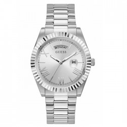 GUESS Connoisseur GW0265G6 Men's Quartz Watch Silver Dial Day-Date Steel Bracelet 42mm