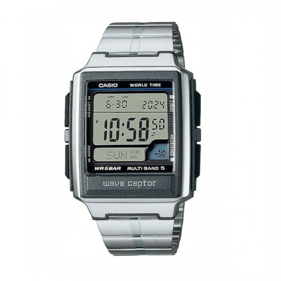 Casio Wave Ceptor WV-59RD-1AEF Men's Digital Radio-Controlled Watch Silver Steel Bracelet 39mm