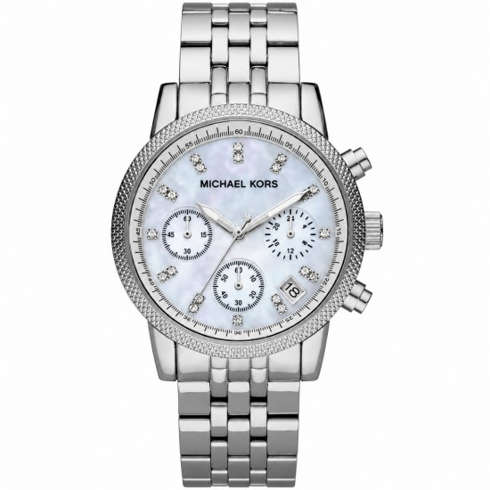 Michael Kors Ritz MK5020 Women's Chronograph Quartz Watch Mother-of-Pearl Dial Silver Bracelet 37mm Michael Kors Ritz MK5020 Women's Chronograph Quartz Watch Mother-of-Pearl Dial Silver Bracelet 37mm