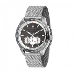 Maserati Traguardo R8873612008 Ανδρικό Ρολόι Χρονογράφος Γκρι Καντράν Ασημί Πλεκτό Μπρασελέ 45mm