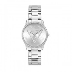 GUESS Roxy GW0987L1 Women's Quartz Watch Silver Logo Dial Crystal Bezel Steel Bracelet 36mm